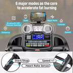 4.8HP Folding Treadmill with 300lbs Capacity for Home Use, 20% Auto Incline, Dual HiFi Bluetooth Speakers, 12MPH, APP Control, Black