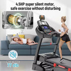 4.8HP Folding Treadmill with 300lbs Capacity for Home Use, 20% Auto Incline, Dual HiFi Bluetooth Speakers, 12MPH, APP Control, Black
