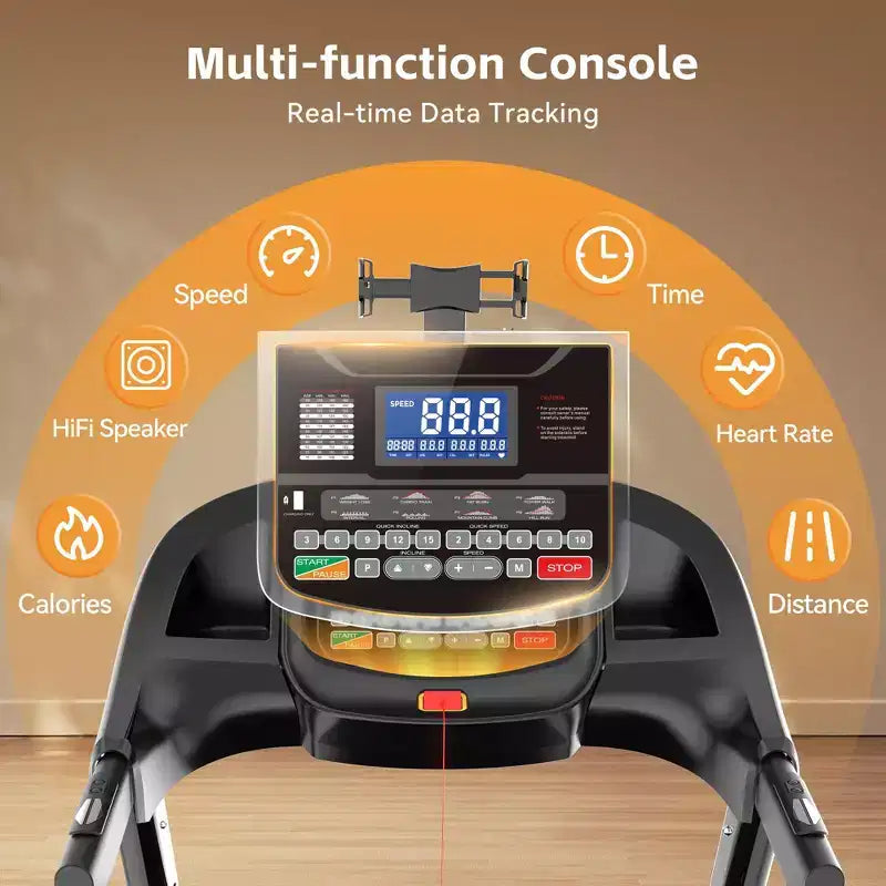 Tapis de course domestique de 181 kg avec inclinaison de 20 %, tapis de course pliable de 5,0 CV pour l'exercice, 1-19,3 km/h, contrôle via application, absorption des chocs, soutien des genoux