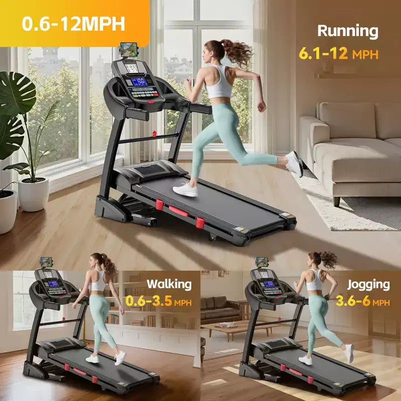Tapis de course domestique de 181 kg avec inclinaison de 20 %, tapis de course pliable de 5,0 CV pour l'exercice, 1-19,3 km/h, contrôle via application, absorption des chocs, soutien des genoux