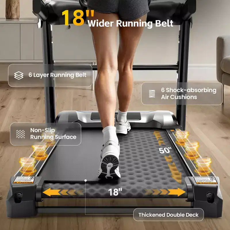 Tapis de course domestique de 181 kg avec inclinaison de 20 %, tapis de course pliable de 5,0 CV pour l'exercice, 1-19,3 km/h, contrôle via application, absorption des chocs, soutien des genoux