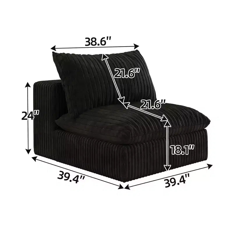 Whisen 2-Seater Cloud Sofa, Deep Seat Couch, Modular Design