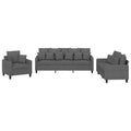 vidaXL 3 Piece Sofa Set with Pillows - Dark Gray Fabric