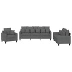 vidaXL 3 Piece Sofa Set with Pillows - Dark Gray Fabric