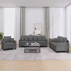 vidaXL Ensemble de canapés 3 places avec oreillers - Tissu gris foncé