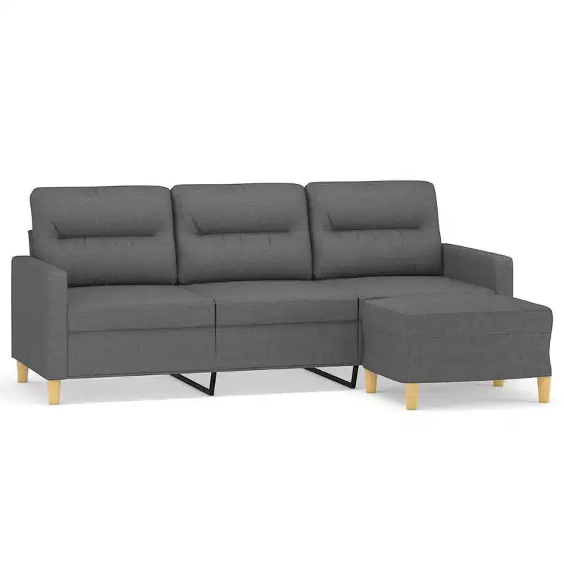 vidaXL 3-Seater Sofa with Footstool Dark Gray 70.9 Fabric