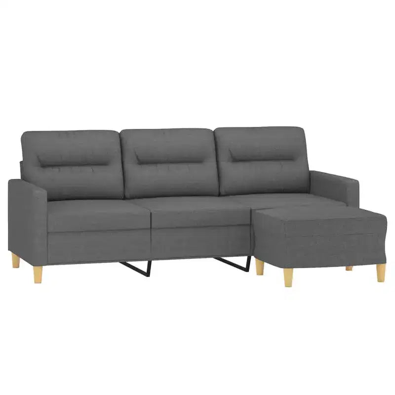 vidaXL 3-Seater Sofa with Footstool Dark Gray 70.9 Fabric
