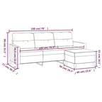 vidaXL 3-Seater Sofa with Footstool Dark Gray 70.9 Fabric