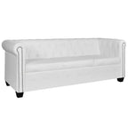 vidaXL Chesterfield Sofa Set 2-Seater and 3-Seater White Faux Leather