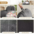 Extra Large Faux Fur Bean Bag Chair, Plush Floor Lounger with Handle for Living Room, Oversized Comfort for Adults, Durable and Easy to Move