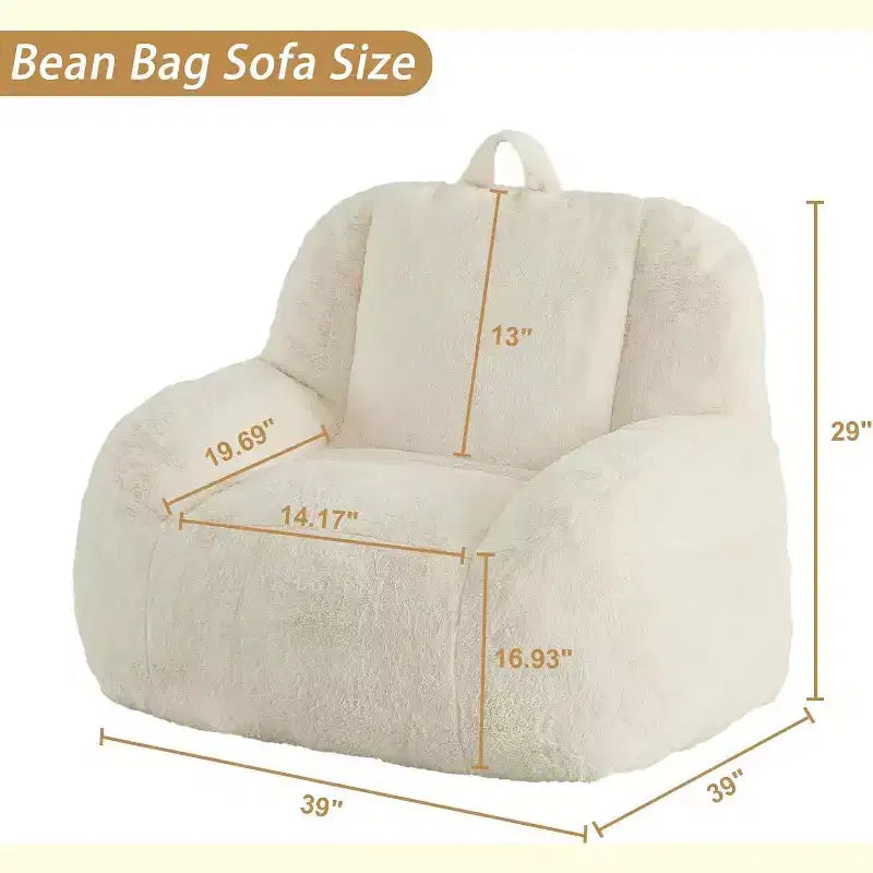 Extra Large Faux Fur Bean Bag Chair, Plush Floor Lounger with Handle for Living Room, Oversized Comfort for Adults, Durable and Easy to Move