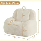 Extra Large Faux Fur Bean Bag Chair, Plush Floor Lounger with Handle for Living Room, Oversized Comfort for Adults, Durable and Easy to Move