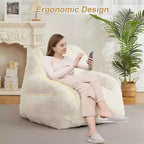 Extra Large Faux Fur Bean Bag Chair, Plush Floor Lounger with Handle for Living Room, Oversized Comfort for Adults, Durable and Easy to Move