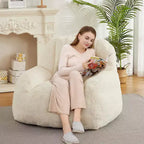 Extra Large Faux Fur Bean Bag Chair, Plush Floor Lounger with Handle for Living Room, Oversized Comfort for Adults, Durable and Easy to Move