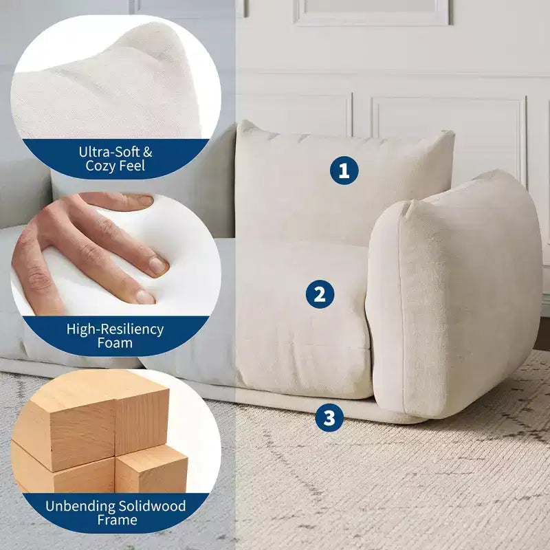 Canapé, Sectionnel Modulaire en U 126 Places Nuage en Chenille, Canapé sans Os à Assise Profonde pour Grand Salon/Espace Familial Beige