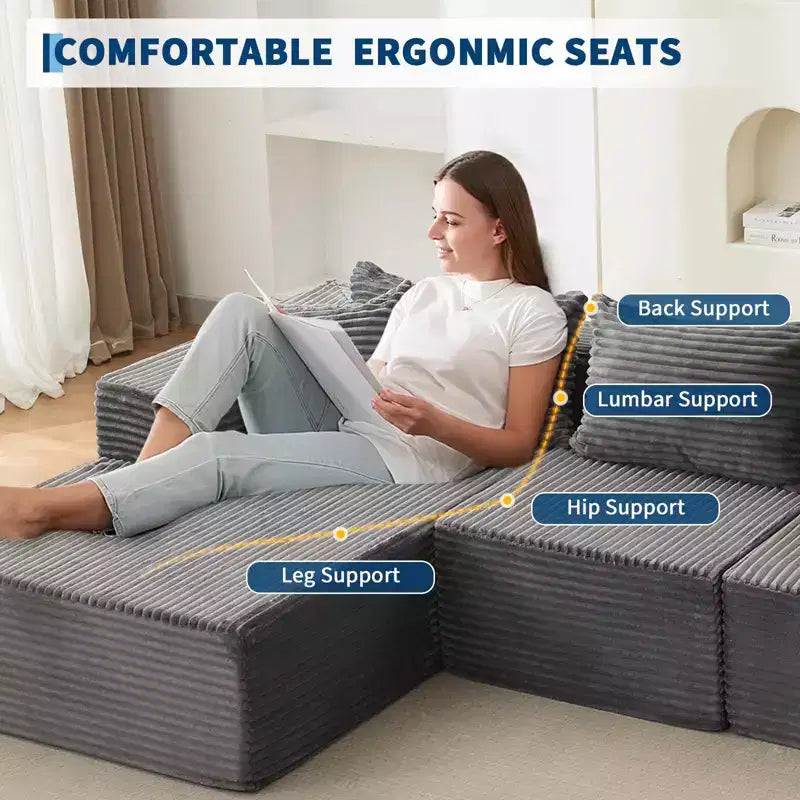 106 Cloud Couch Sectional 3-Seat Sofa with L-Shape Chaise and Memory Foam for Living Room, No Assembly Required Upholstered Couch