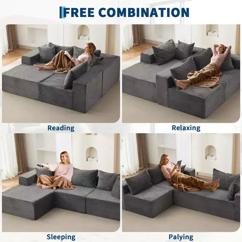 106 Cloud Couch Sectional 3-Seat Sofa with L-Shape Chaise and Memory Foam for Living Room, No Assembly Required Upholstered Couch