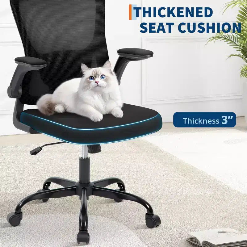 Chaise de bureau Garvee avec soutien lombaire et appui-tête réglables, accoudoirs relevables, chaise ergonomique pivotante à dossier haut noire pour bureau à domicile, jeux Noir