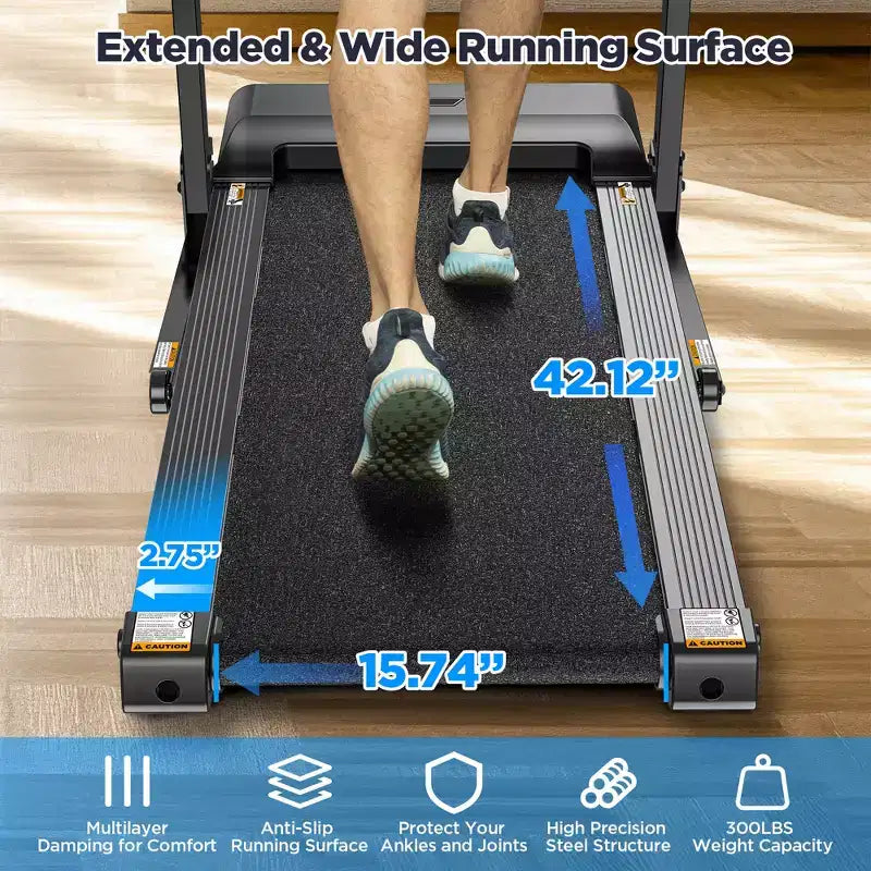 Tapis de course en solde, Dégagement de tapis de course avec inclinaison réglable, Machine de course rapide de 12 km/h, Tapis de course capacité 136 kg, Tapis de course de marche et de course à pied