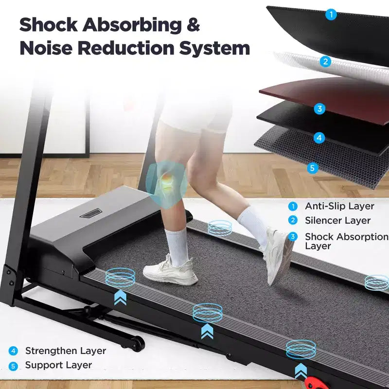 Portable Folding Treadmills Clearance, 2.75 HP Foldable Compact Treadmill for Home Office, Walking Running Treadmill with LED Display for Exercise