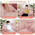 Canapé-poire en velours côtelé rose avec coussin moelleux, un siège de sol douillet pour les chambres et les salles de jeux. Conception souple et offrant un bon maintien, avec poignées pour un transport facile.