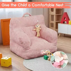 Canapé-poire en velours côtelé rose avec coussin moelleux, un siège de sol douillet pour les chambres et les salles de jeux. Conception souple et offrant un bon maintien, avec poignées pour un transport facile.