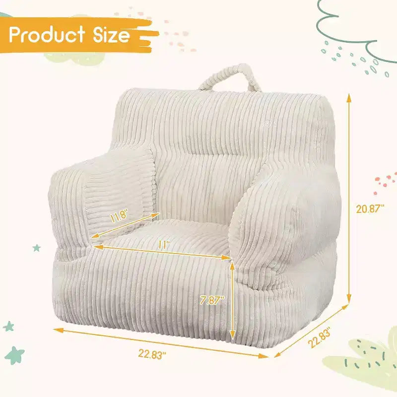 Canapé-poire en velours côtelé rose avec coussin moelleux, un siège de sol douillet pour les chambres et les salles de jeux. Conception souple et offrant un bon maintien, avec poignées pour un transport facile.