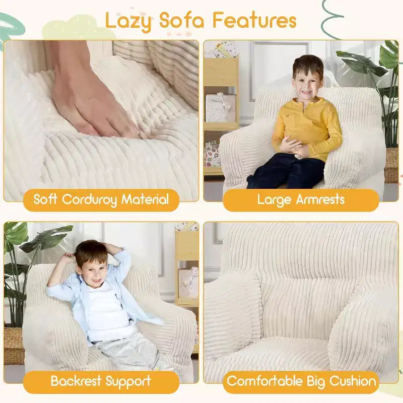 Canapé-poire en velours côtelé rose avec coussin moelleux, un siège de sol douillet pour les chambres et les salles de jeux. Conception souple et offrant un bon maintien, avec poignées pour un transport facile.