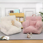 Canapé-poire en velours côtelé rose avec coussin moelleux, un siège de sol douillet pour les chambres et les salles de jeux. Conception souple et offrant un bon maintien, avec poignées pour un transport facile.