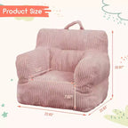 Canapé-poire en velours côtelé rose avec coussin moelleux, un siège de sol douillet pour les chambres et les salles de jeux. Conception souple et offrant un bon maintien, avec poignées pour un transport facile.