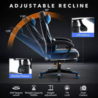 Ergonomic Gaming Chair, High-Back PU Computer Chair, Retractable Footrest, Height Adjustable, Adjustable Lumbar & Headrest, Swivel Office Chair