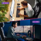 Ergonomic Gaming Chair, High-Back PU Computer Chair, Retractable Footrest, Height Adjustable, Adjustable Lumbar & Headrest, Swivel Office Chair