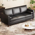 86 Mid Century Modern 3-Seat Sofa, Deep Seat Couch with Removable Cover, Black Fabric Sectional for Living Room and Apartment