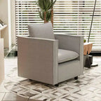 MAYEERTY Gray Single Sofa Chair, Decorative Chairs with Soft Seat Cushion Armchairs for Reading Room Living Room