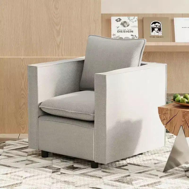 MAYEERTY Gray Single Sofa Chair, Decorative Chairs with Soft Seat Cushion Armchairs for Reading Room Living Room