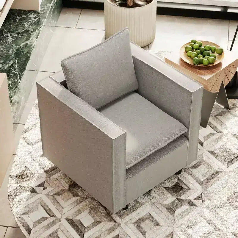 MAYEERTY Gray Single Sofa Chair, Decorative Chairs with Soft Seat Cushion Armchairs for Reading Room Living Room