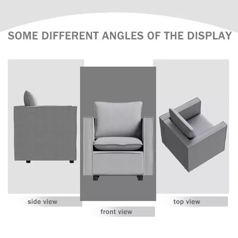 MAYEERTY Gray Single Sofa Chair, Decorative Chairs with Soft Seat Cushion Armchairs for Reading Room Living Room