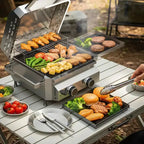 R.W.FLAME Barbecue portable 2 feux en acier inoxydable - 16 000 BTU, acier inoxydable 304, garantie 3 ans