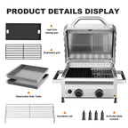 R.W.FLAME Barbecue portable 2 feux en acier inoxydable - 16 000 BTU, acier inoxydable 304, garantie 3 ans