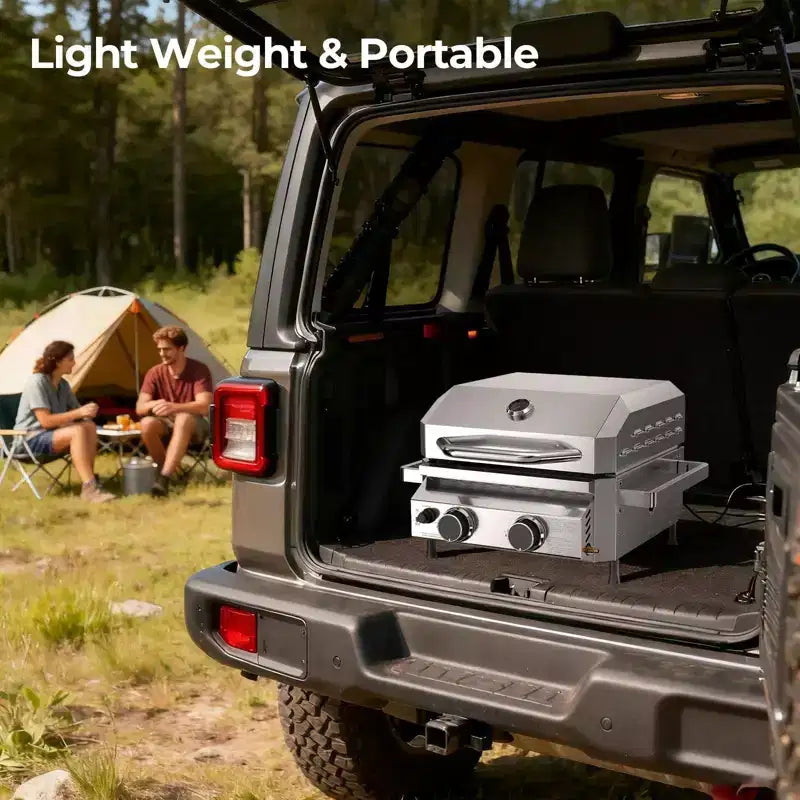 R.W.FLAME Barbecue portable 2 feux en acier inoxydable - 16 000 BTU, acier inoxydable 304, garantie 3 ans