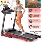 3HP Folding Treadmill w/ Incline for Home, 300LBS Capacity Portable Treadmill, Free Training Classes w/ APP, 71 Program, 7.5MPH for Jogging Walking