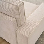 Canapé modulaire sectionnel en L, assise profonde, en velours côtelé, convertible, avec housses lavables pour salon/bureau beige