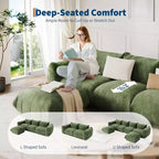 Oversized Cloud Couch Sectional: U-Shape Modular Sofa in Chenille, Deep Boneless Seat Design