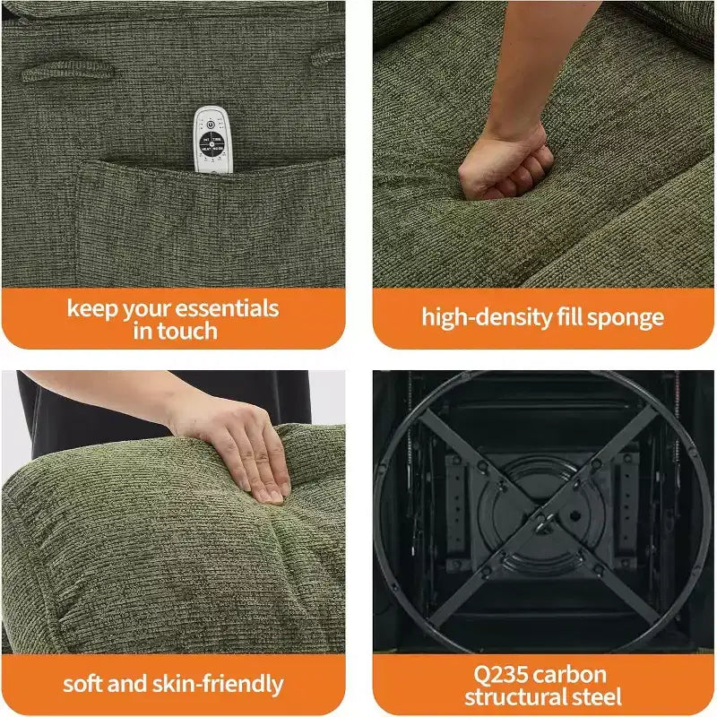 Fauteuil inclinable Acekool Massage Rocker, 8 points de vibration, pivotant, lin, porte-gobelets, 180 kg, pour salon