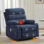 Acekool Massage Rocker Recliner Chair, 8-Point Vibration, Swivel, Linen, Cup Holders, 400 lbs, for Living Room