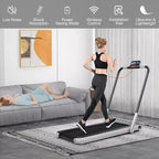 Gymax Tapis de course électrique 2 en 1 sous le bureau et moteur puissant, roues de transport flexibles, support de téléphone portable argent/noir/blanc