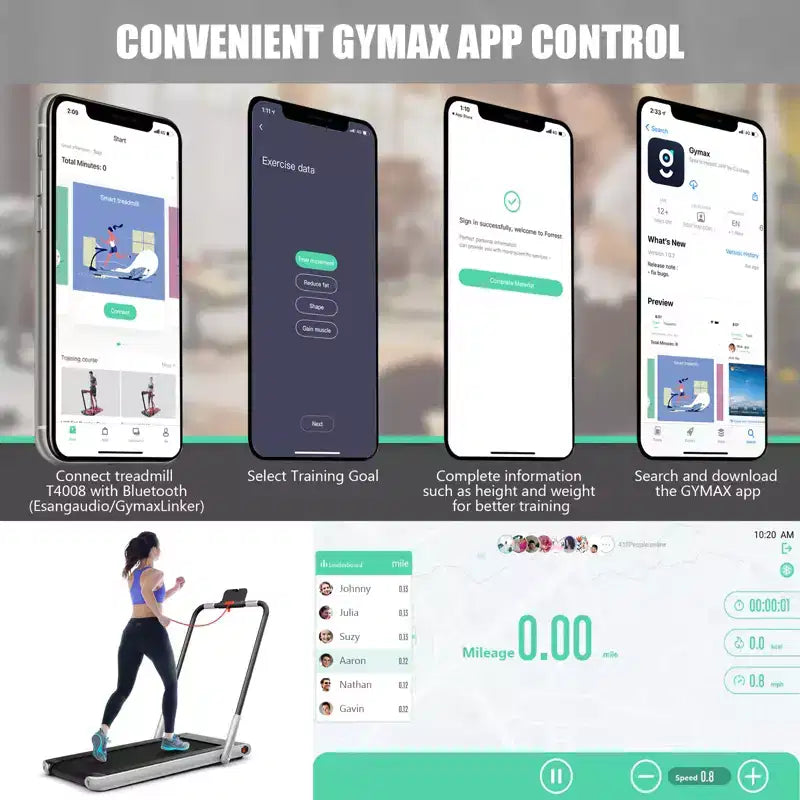 Gymax Tapis de course électrique 2 en 1 sous le bureau et moteur puissant, roues de transport flexibles, support de téléphone portable argent/noir/blanc