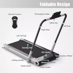 Gymax Tapis de course électrique 2 en 1 sous le bureau et moteur puissant, roues de transport flexibles, support de téléphone portable argent/noir/blanc