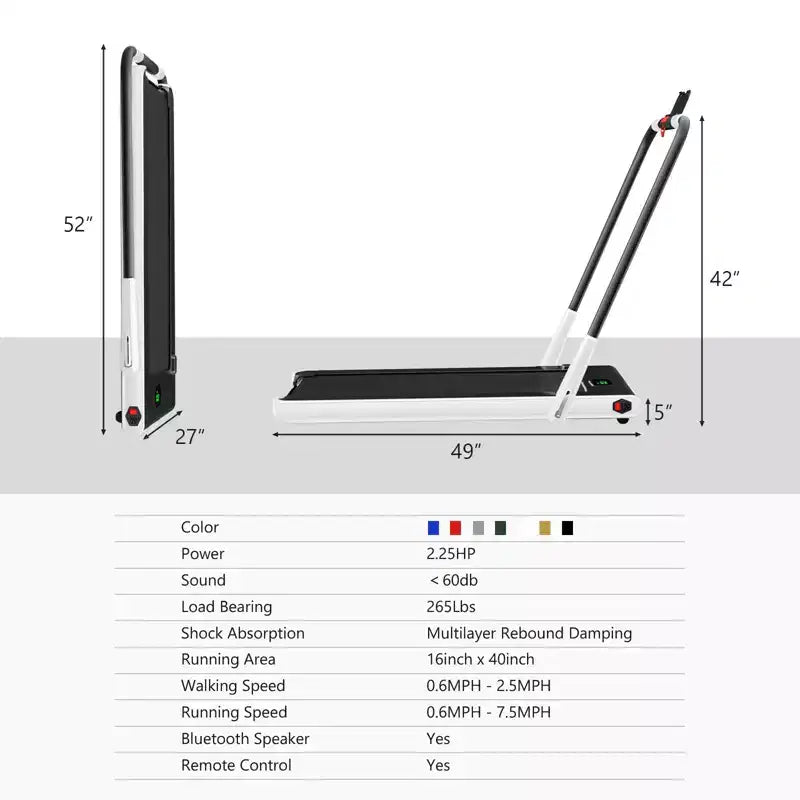 Gymax Tapis de course électrique 2 en 1 sous le bureau et moteur puissant, roues de transport flexibles, support de téléphone portable argent/noir/blanc