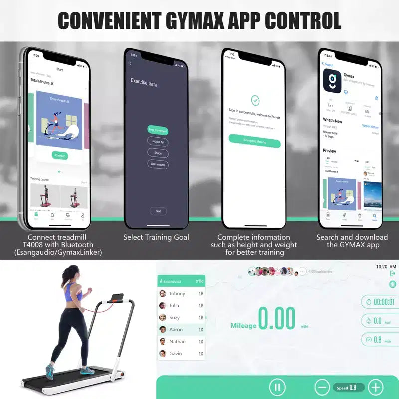 Gymax Tapis de course électrique 2 en 1 sous le bureau et moteur puissant, roues de transport flexibles, support de téléphone portable argent/noir/blanc